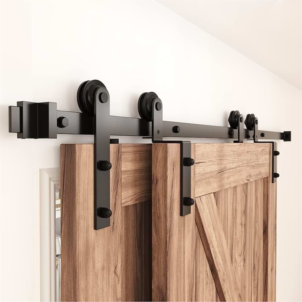 ZEKOO 4FT Single Track Bypass Sliding Barn Door Hardware Kit for 2 Doors