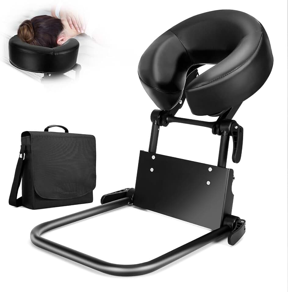 Home Use Sleeping Mattress Top Massage Kit-Adjustable Headrest for Bed Face Down Pillow Cradle After Eye Surgery-Turn Your Bed into a Massage Table (Black)