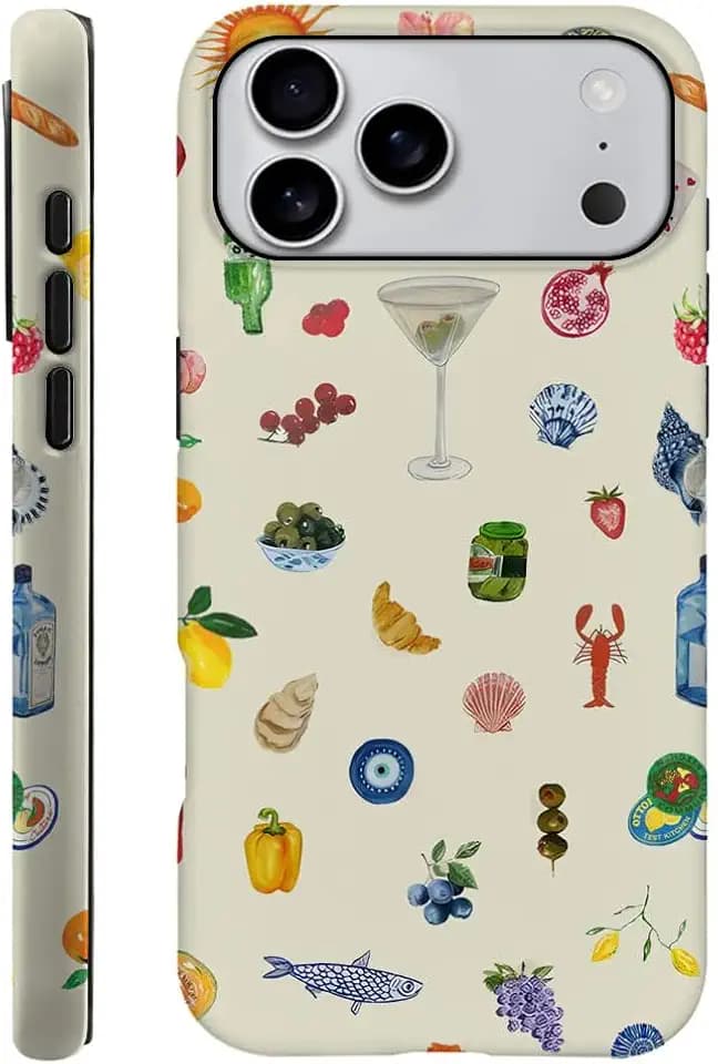 Case Compatible with iPhone 18 Pro Max/iPhone 17 Pro Max,Fall Prevention Hybrid 2-Layer Hard Shell Phone Cover for Girls Boys,Aesthetic Fruit Lily Flower Fish