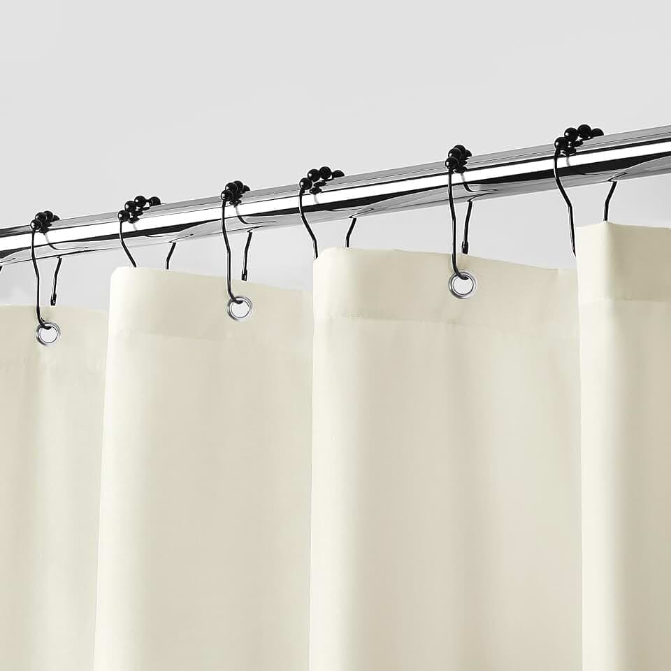 downluxe Waterproof Fabric Shower Curtain Liner, Ivory, 70" W x 72" L