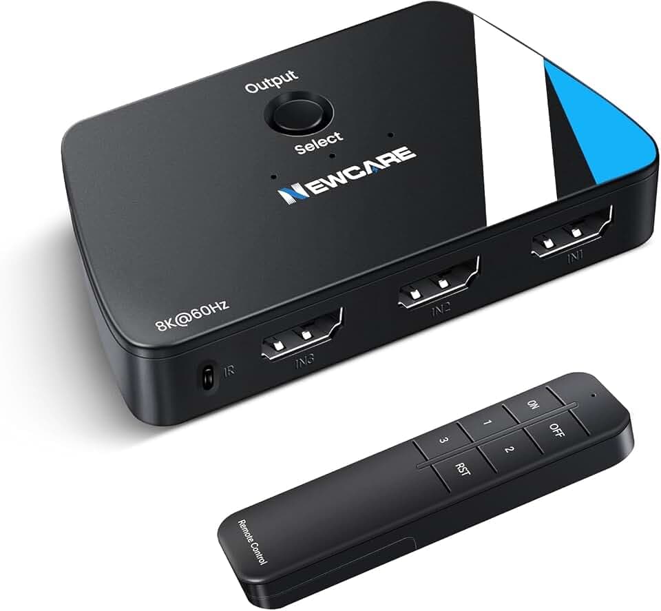 HDMI 2.1 Switch 3 in 1 Out, 4K@120Hz 8K@60Hz 48Gbps Dolby ALLM with Remote