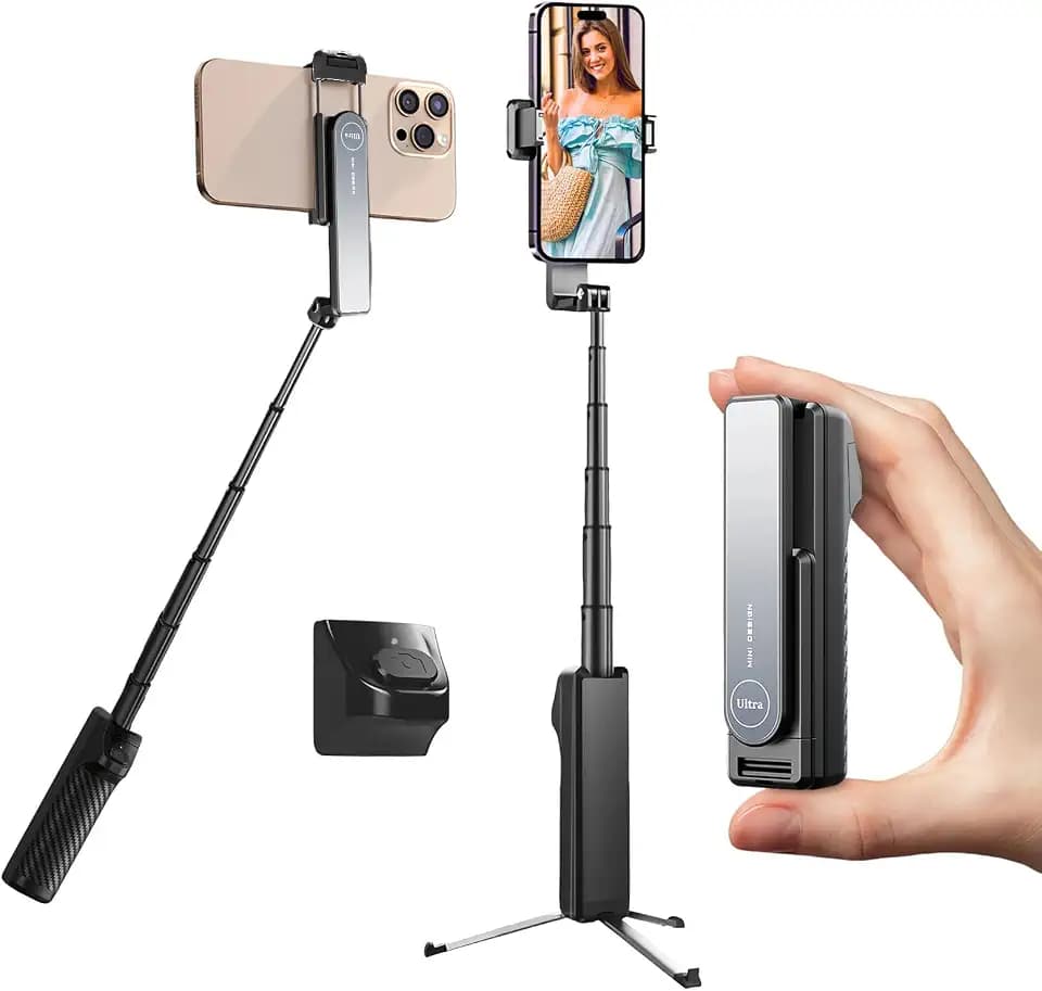 Ultra-Mini-Selfie-Stick Stativ mit Fernbedienung, Erweiterbares Tragbarer Selfie-Sticks für 4-7" iPhone/Android-Handy, Selfie-Stick im Taschenformat Halterung für Reisen/Vlog/Live Streaming