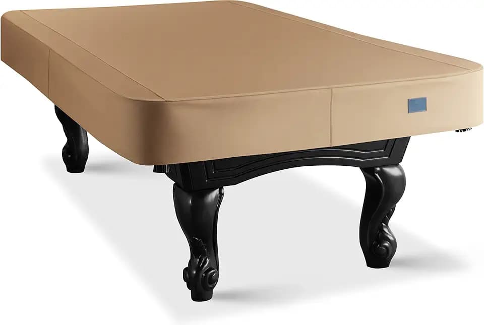 Heavy Duty Leatherette Billiard Pool Table Cover, Waterproof & Tearproof Cover for Pool Table 7/8/9FT (Wheat Brown, 8FT-(100"LX 56"WX 8“H))