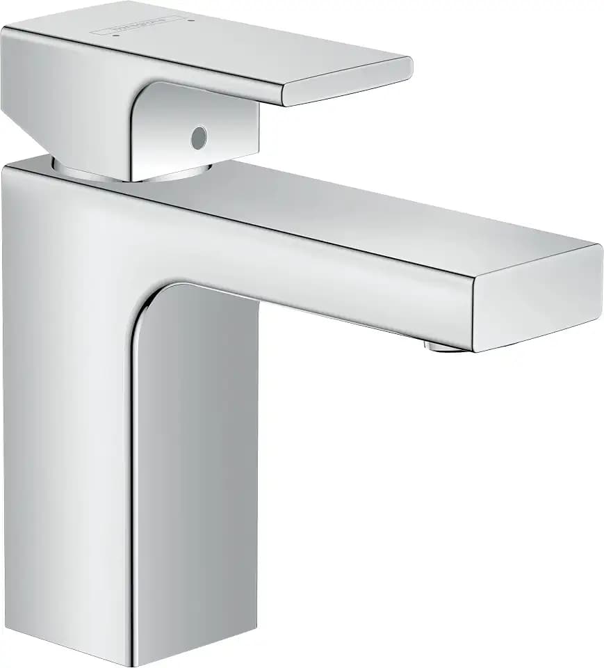 hansgrohe Vernis Shape - Waschtischarmatur ohne Ablauf, isolierte Wasserführung, Wasserhahn Bad mit Auslauf Höhe 95 mm, Mischbatterie Waschbecken wassersparend (EcoSmart), Chrom, 71569000
