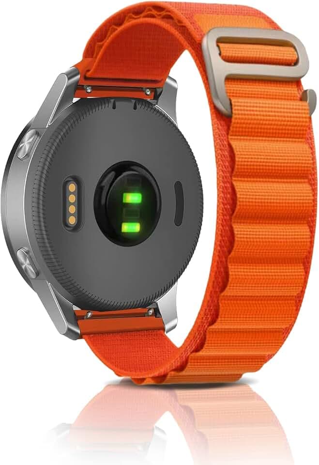 ZoRoll 20mm Armband für Garmin Vivoactive 6/5/Approach S50/S44/vívomove/Venu, Nylon G-Haken Einstellbar Ersatzarmband für Garmin Forerunner 70/170/170 Music/165/165 Music/245/645 - Orange