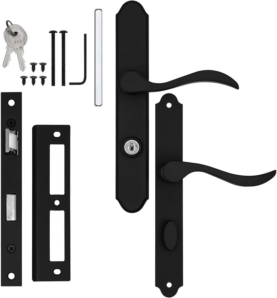 Ideal Security MCMB Curved Mortise Lock Set, Exclusive Replacement for AluminArt Storm Doors and Screen Doors, Adjustable 3/4" Backset, Matte Black