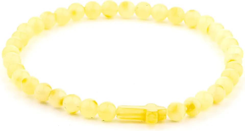 Amber Culture Bernstein Kreuz Stretch Armband – Zertifizierte Handarbeit 100% Natürliche Baltische 5mm Perlen Charm Armreif Unisex Mehrere Farben Geschenkbox