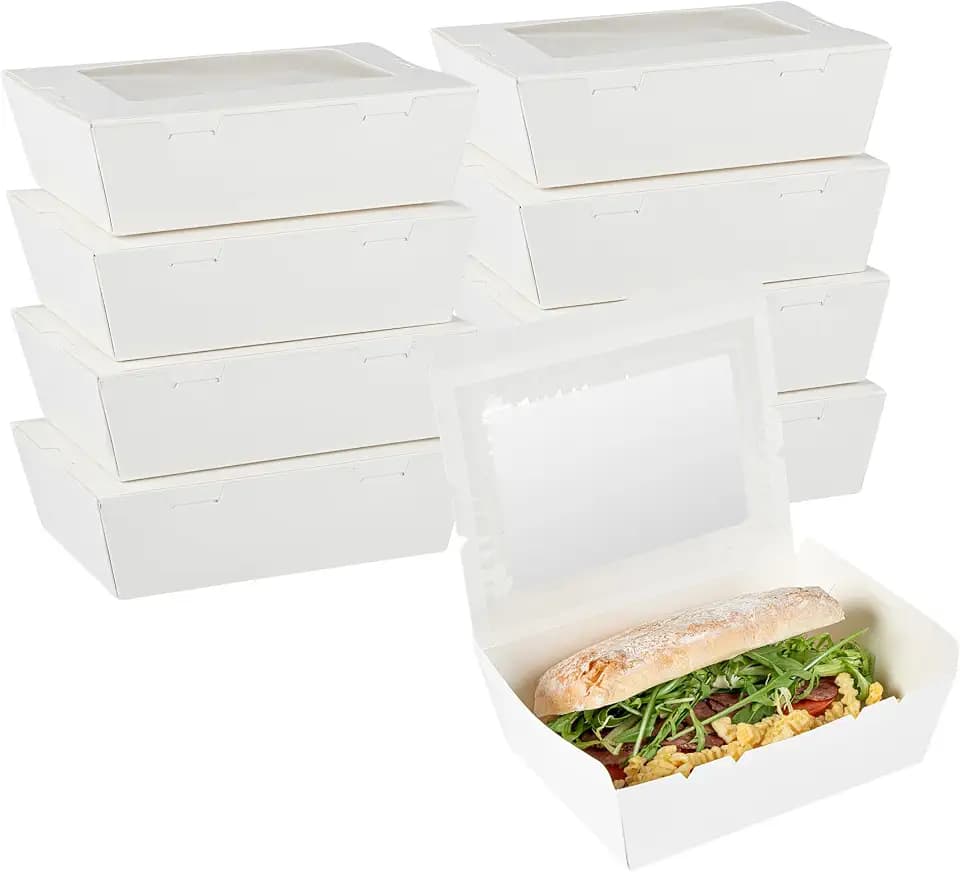 Restaurantware 71 oz White Paper Large Take Out Container, 200 Pack