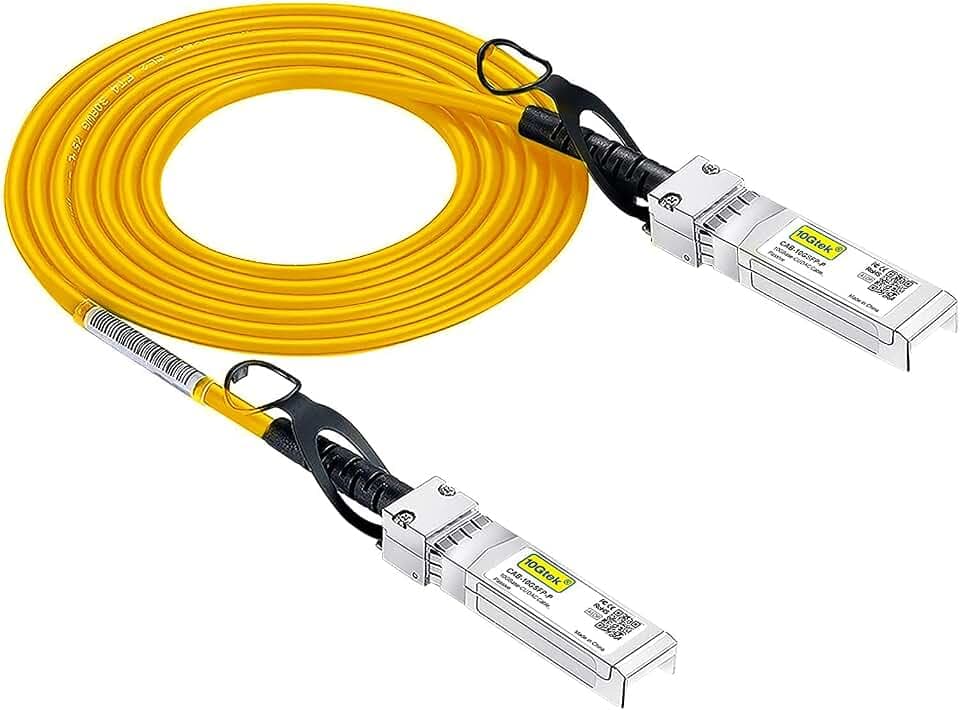 10Gtek Yellow Colored 10G SFP+ DAC Cable - Twinax SFP Cable for Ubiquiti UACC-DAC-SFP10-2M, 2-Meter(6.5ft)