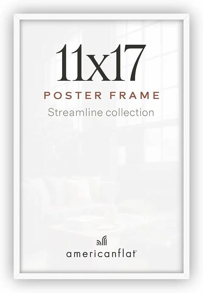 Americanflat 11x17 Picture Frame - Slim Molding - White