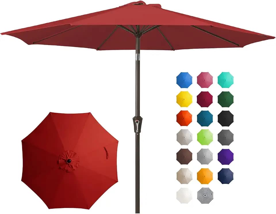 JEAREY 10FT Outdoor Patio Umbrella, Market Umbrella, Light Red
