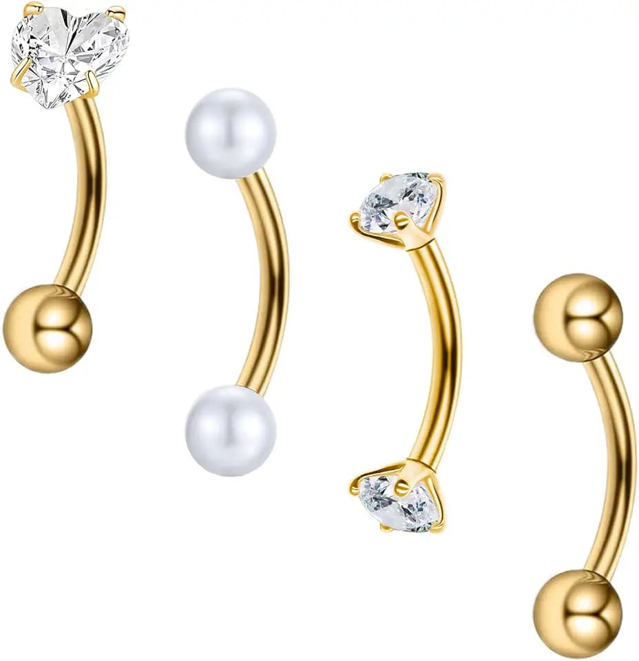 Curved Barbell Piercing Augenbrauen Lippe Helix Rook Daith 8mm Chirurgenstahl 1,2mm Augenbrauenpiercing