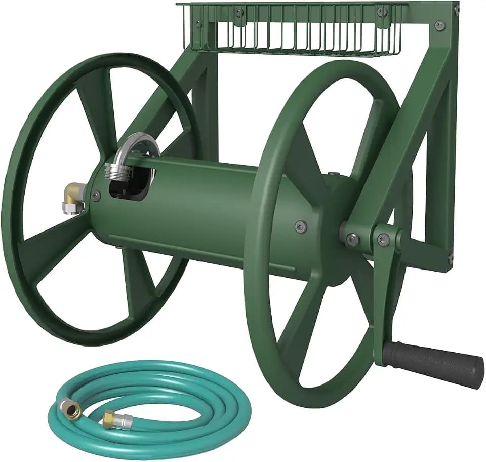 Artigarden Triangle Wall Mounted Garden Hose Reel Outdoor Hose Holder Green