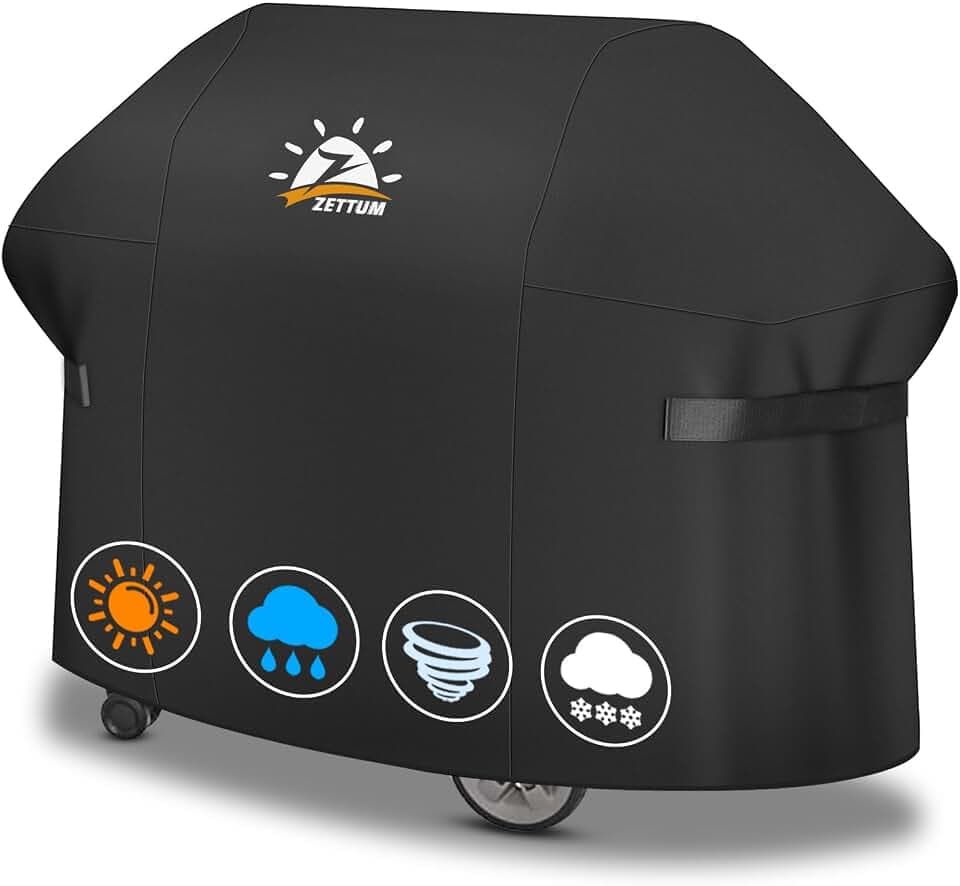Zettum Grillabdeckung 170 cm - 7108 Grill Abdeckung für Weber Summit 400 Series Gas Grill Heavy Duty, PU abdeckhaube für Weber Summit 470, 420, 2022 Genesis S-325s, E-325s (170 L x 68 W x 119 H cm)