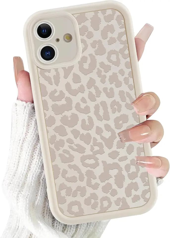 Cute Cheetah Print Phone Case for iPhone 16 6.1", White