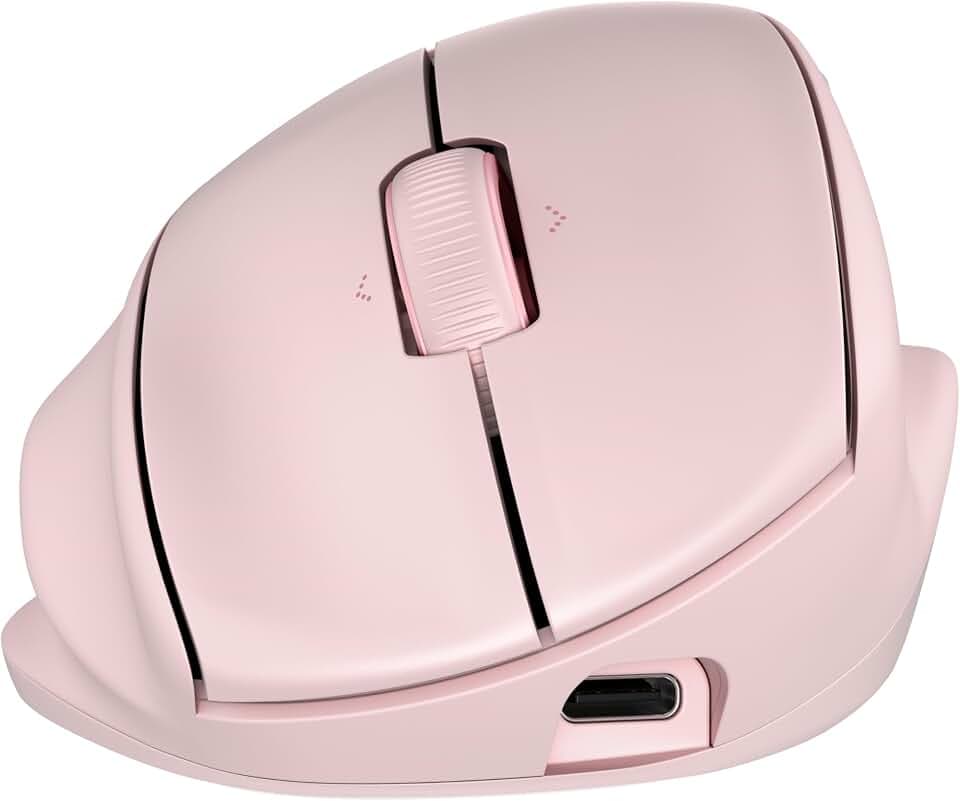 HP Tilt 720M Ergonomische kabellose Maus, Bluetooth, Rosa | Semi-Vertikale Neigung 21°, Schnellladung, Windows, MacOS, ChromeOS, iPadOS, Android