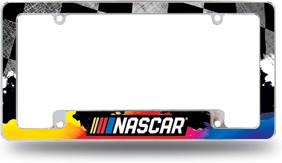Rico Industries NASCAR Logo All Over Chrome Frame 12' x 6' Chrome All Over Automotive License Plate Frame for Car/Truck/SUV