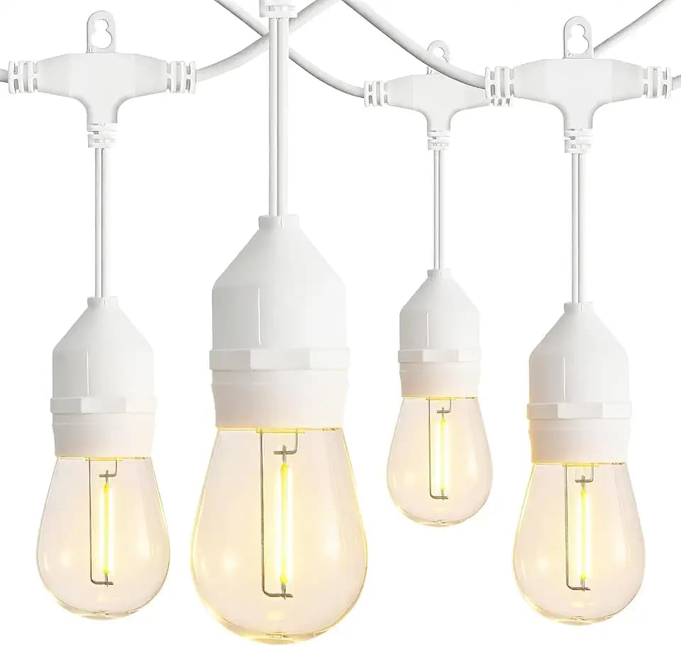 Banord 50FT Outdoor String Lights, S14 Waterproof Patio Lighting, White