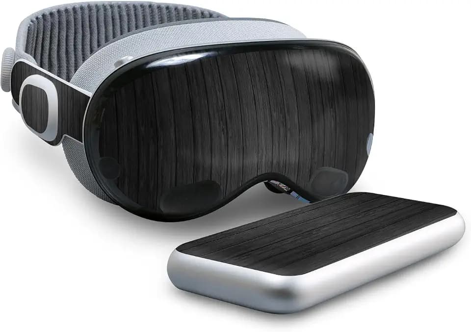 VR Skin Compatible with Apple Vision Pro - Black Wood - Premium 3M Vinyl Protective Wrap Decal Cover - Easy to Apply | Crafted in The USA by MightySkins