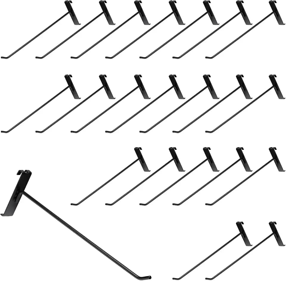 12 Inch Gridwall Hooks, Grid Panel Hanging Hooks for Retail, Home, and Workspace Organization, Displays, and Storage Solutions(40Pack,Black)