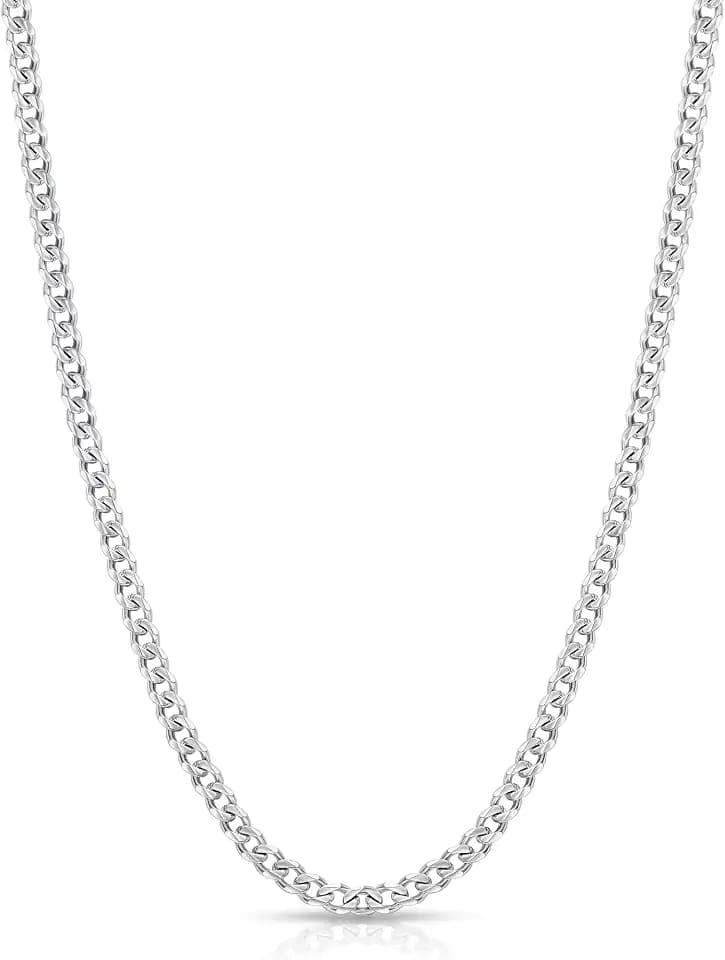 Fiusem 3.5mm Cuban Link Chains for Men Women, Stainless Steel Necklace
