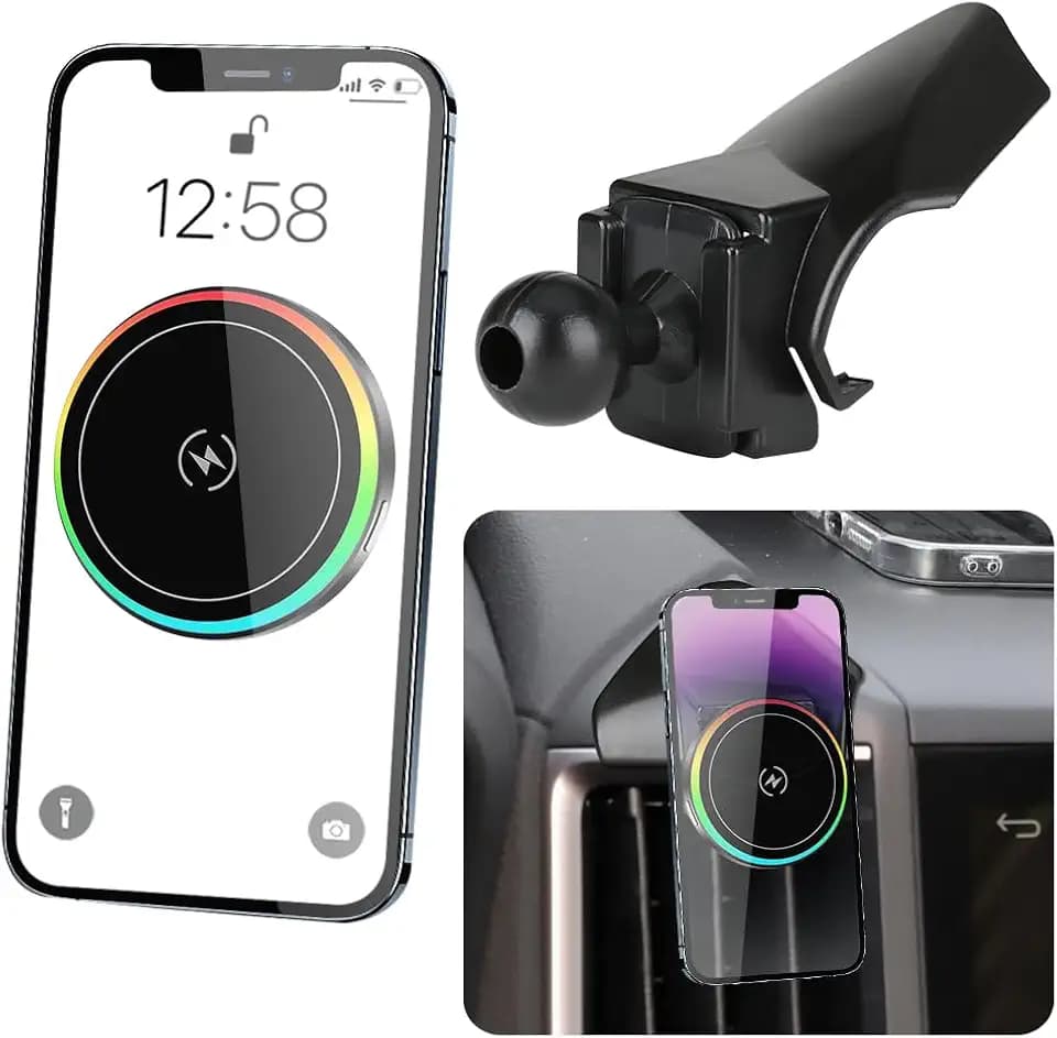 Car Magnetic Phone Mount for Subaru Forester 2019-2024 and Subaru Crosstrek 2018-2023 Auto Interior Accessories Best Cellphone Holder Fast 15W Wireless Charger Cell Phones Charging Screen Stand