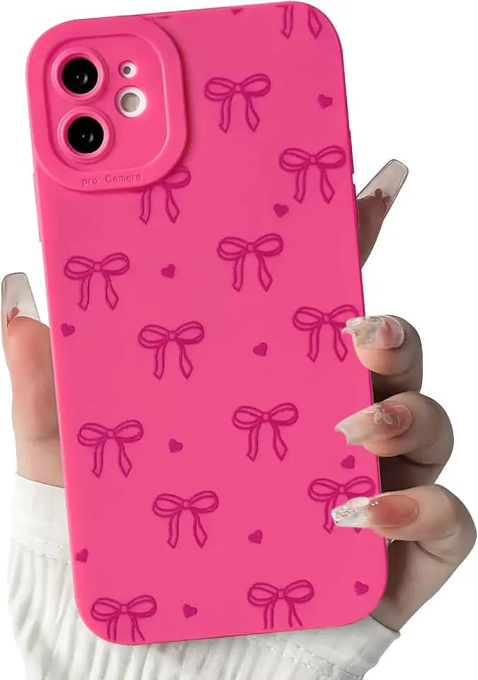 NITITOP Compatible for iPhone 11 Case Cute Bow Knot - Rose Red