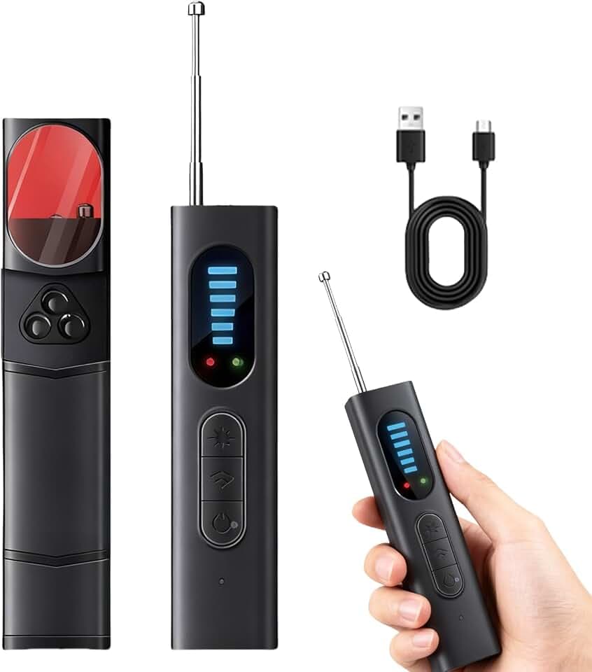 Wanzen Detektor, Versteckte Kamera Detektor, Detektor RF Wireless, Hidden Camera Detector, Anti Spy Anti-Aufnahme Detektoren 5 Empfindlichkeitsstufen für Hotel Büro Meetings Reisen Öffentliche Orte