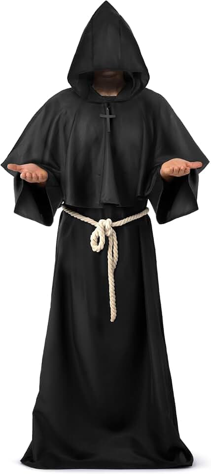 Spooktacular Creations Adult Medieval Hooded Monk Cloak Renaissance Priest Robe Halloween Costume