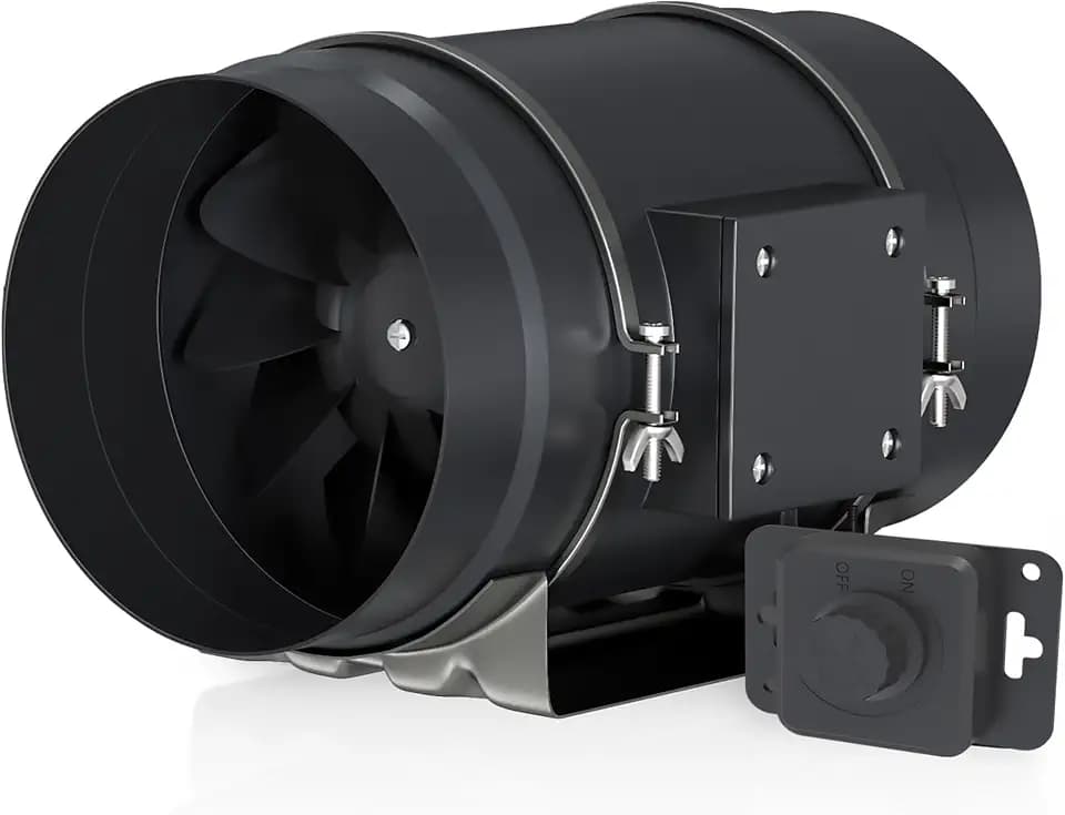 Toolazy 8 Inch Inline Duct Fan 831 CFM, EC Motor Vent Booster Exhaust Fan with 0-100% Variable Speed Controller, Ventilation Fan for Grow Tent, HVAC, Basement, Workshop, Garage, Commercial Space