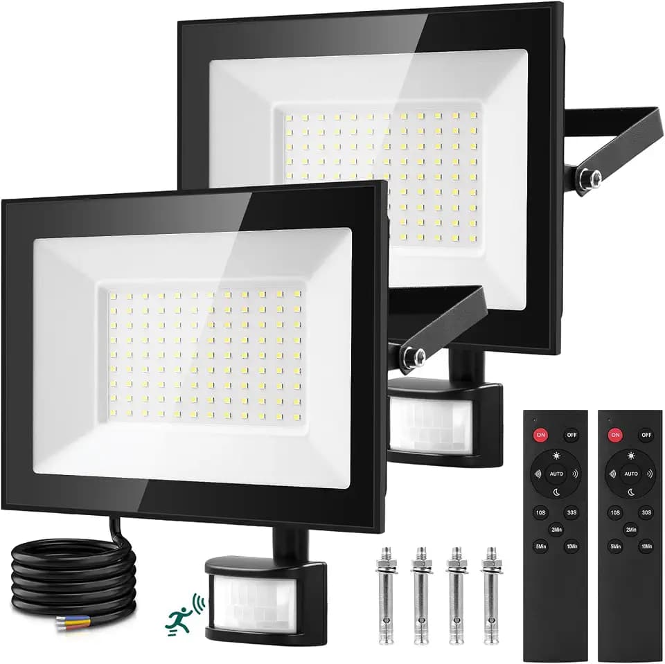 Viugreum 2Pack 100W led strahler außen mit bewegungsmelder 10000LM aussenleuchte kaltweiss scheinwerfer mit fernbedienung fluter aussenstrahler IP67 Wasserdicht flutlicht Mit 2 Schrauben fur garten