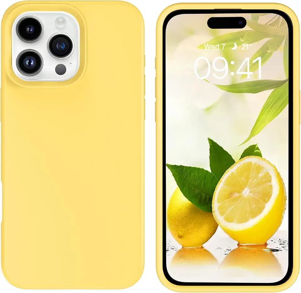 GUAGUA for iPhone 16 Pro Max Case 6.9 Inch Liquid Silicone Soft Gel Rubber Slim Microfiber Lining Cushion Texture Cover Shockproof Protective Phone Case for iPhone 16 Pro Max, Yellow