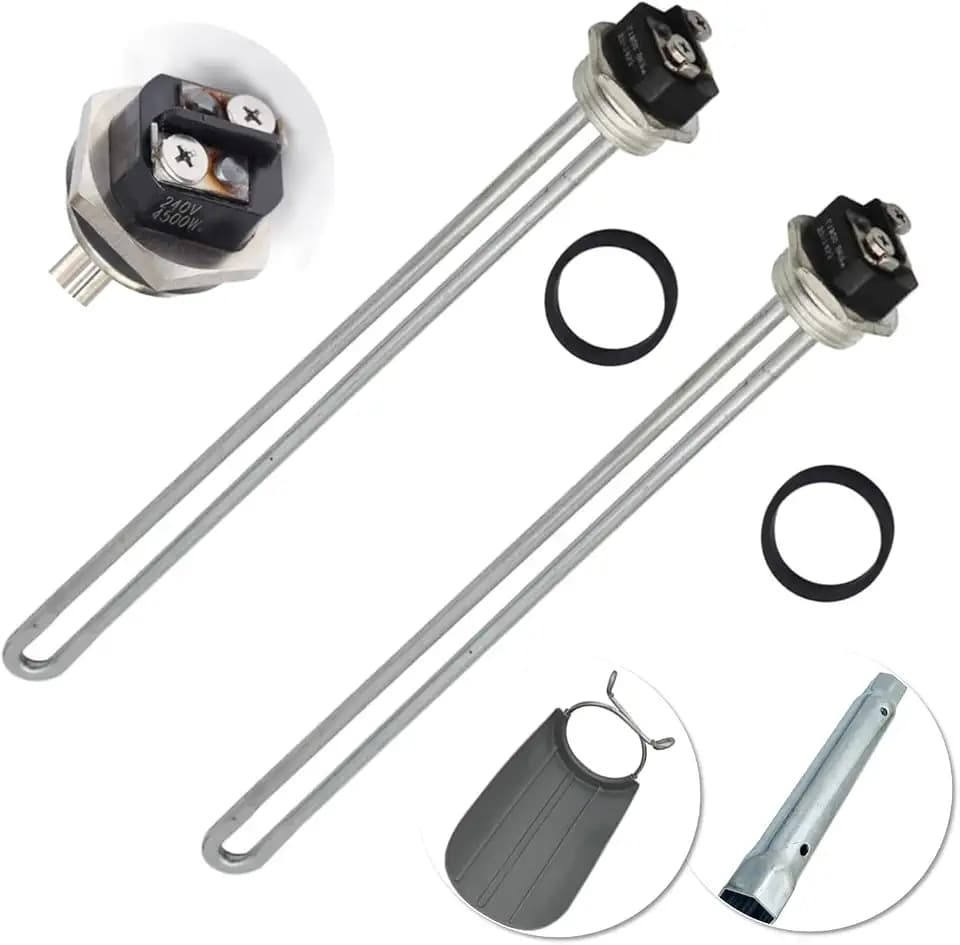 DROMIX Water Heater Elements, 2 PCs Pack 4500W/240V, the Pack Including Element Wrench and Quick Change Tool, Fits Most Models of Dual Element Eletrical Water Heaters