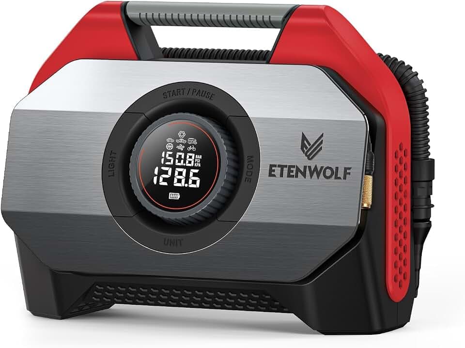 ETENWOLF VORTEX S6 Tire Inflator Portable Air Compressor, Cordless Air Pump