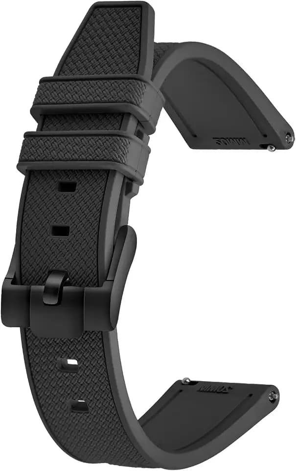 FKM Rubber Watch Strap 20mm 22mm Quick Release Fluororubber Band with Silver Buckle Soft Breathable Durable Rubber Sport Strap for Men Women Waterproof Silicone Replacement