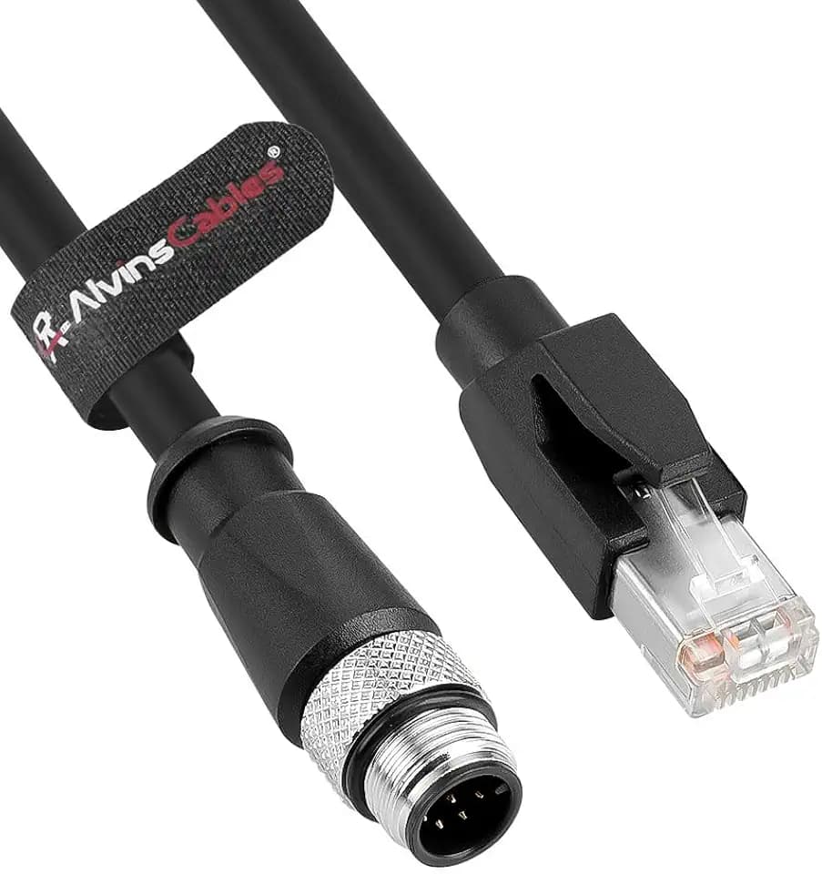 Alvin's Cables M12 A-Code 8 Pin Male to RJ45 Cat6a Ethernet Cable Shielded for Industrial Automation Network Devices, High-Flex Drag-Chain 10M/32.8ft