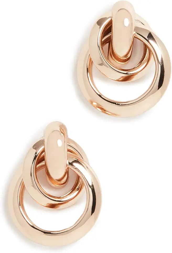 Kenneth Jay Lane Polished Gold Doorknocker Pierced Earrings