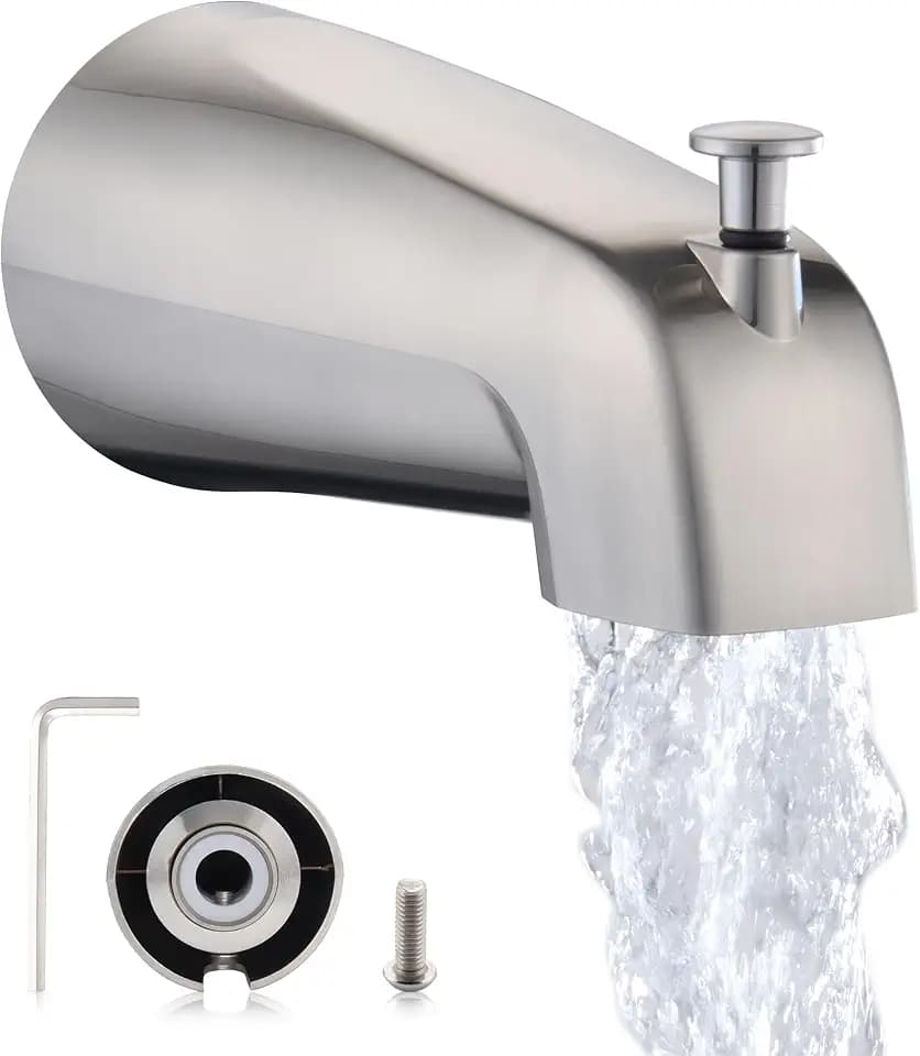 Bath Tub Spout, Plastic Slip-On Wall Front Mount, Brushed Nickel