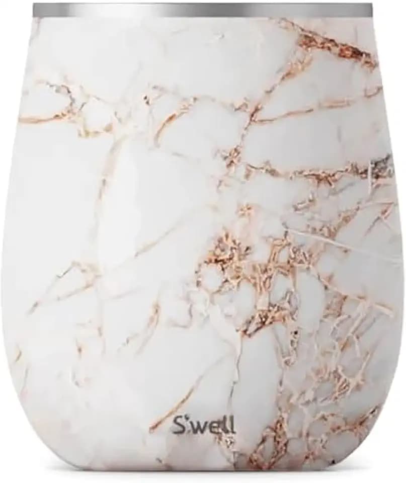 S'well Stainless Steel Wine Tumbler - 9 Fl Oz - Calcatta Gold - Triple-Layered Vacuum-Insulated Container Designed to Keep Drinks Colder, Longer - BPA-Free Barware Accessories