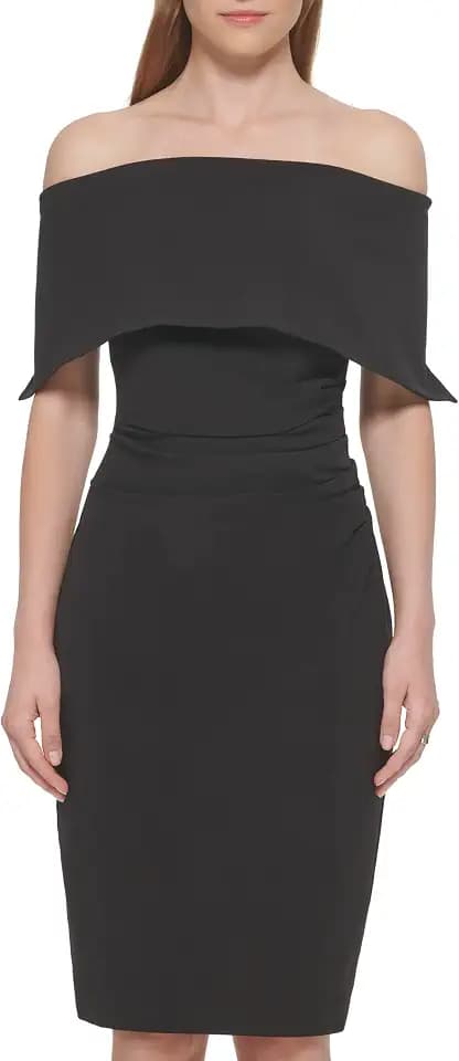Vince Camuto Women's Sleeveless Off Shoulder Cocktail Midi Dress