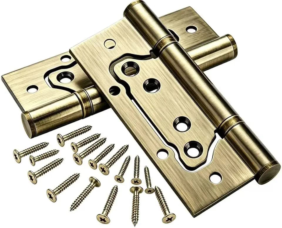 2-Pack Slotless Door Hinges, 4-inch x 3-inch Stainless Steel - Smooth Sliding, Durable, Easy to Install [Bronze] Suitable for Interior Doors, Bathroom Doors, Study Doors, Ventilation Vents, etc.