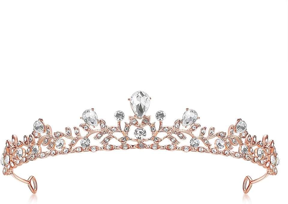 Lovelyshop Royal Crystal Prinzessin Legierung Tiara für Dame in Hochzeit Partei -Rose Gold