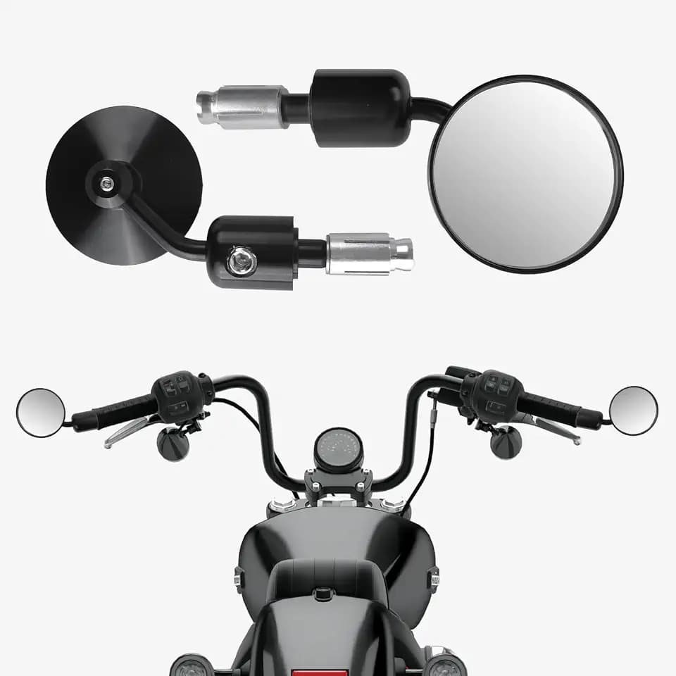 Bar End Mirrors for Motorcycles - 7/8” Handlebar CNC Aluminum Cafe Racer Mirrors Universal Fits for FZ-07, FZ8, FZ-09, Honda Grom, Suzuki SV650, GSX-S750, Kawasaki Z650, Z900, Naked Bike