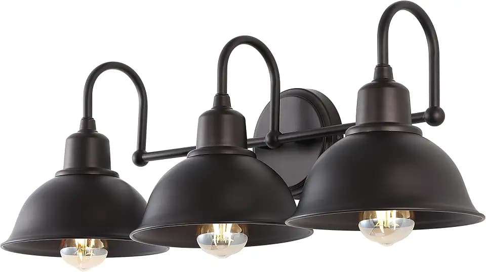 JONATHAN Y Frisco 26.5" Farmhouse 3-Light Metal Vanity, Oil Rubbed Bronze