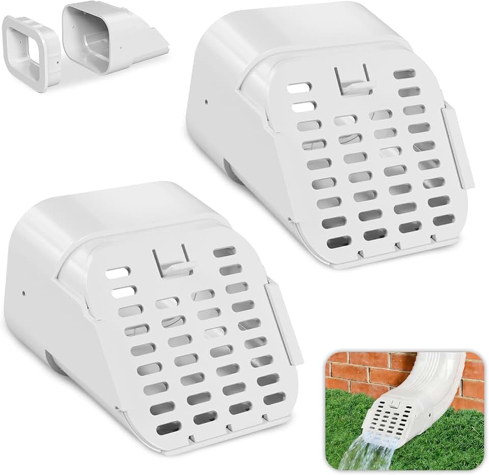 3"x4" & 2"x3" Type-A Gutter Downspout Guard Cover (2 Packs-White)