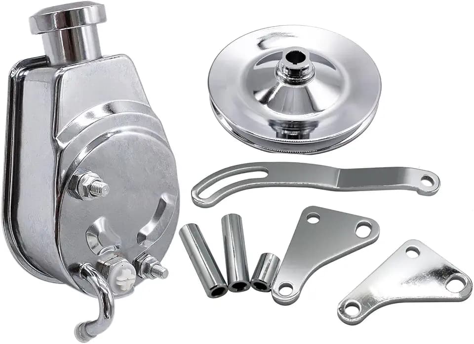 SBC Chrome Power Steering Pump & Bracket & Pulley Kit