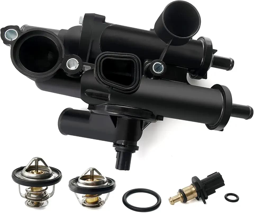 Engine Coolant Thermostat Housing Assembly with Sensor Compatible with Dodge Avenger 08-14, Journey 09-20, Chrysler 200 11-14, Jeep Compass Patriot 07-17, Caliber 07-12, 2.0L 2.4L Replace 68003582AB