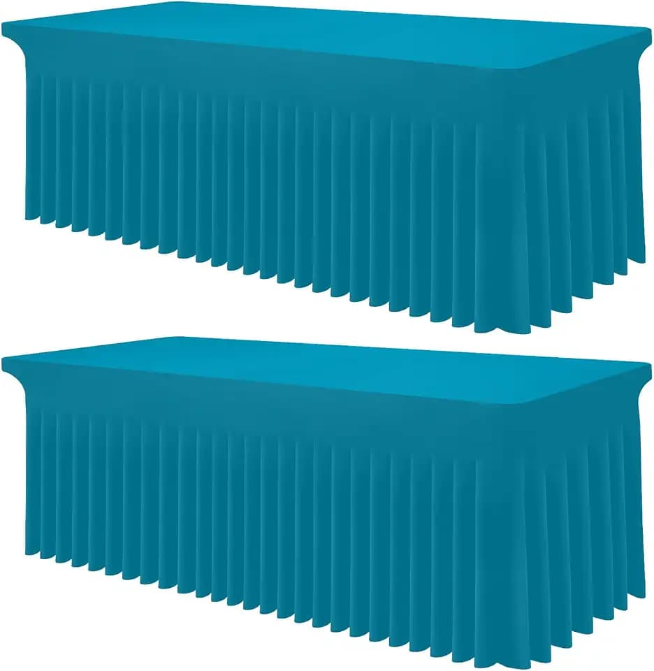 Smiry 2 Pack Spandex Elastic Fitted Table Cloth Skirt for 6FT Table