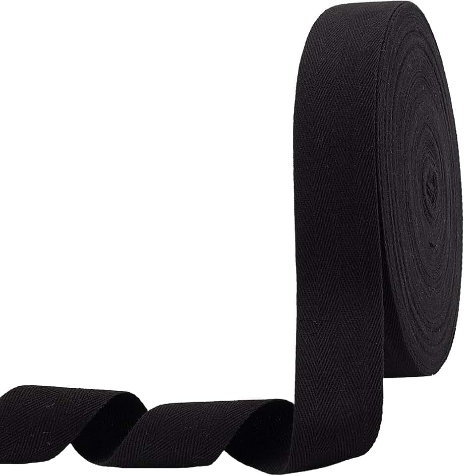 NBEADS 49 Yards (45m)/Roll Baumwolle gurtband, 4cm Breite Cotton Tape Bänder Fischgräten Baumwoll Webbings Flache schnüre Aus Baumwolle Für Wohnkultur, Geschenke Einpacken, DIY Basteln Nähen, Schwarz
