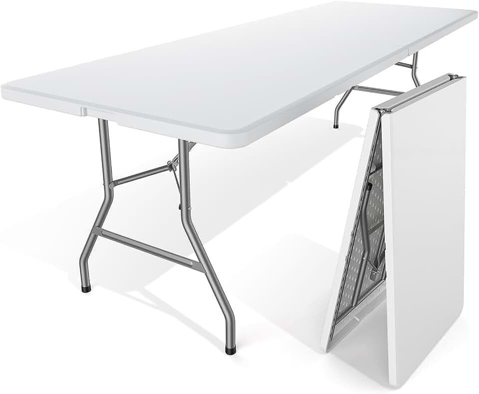 Sweetcrispy 8 FT Folding Picnic Table, Easy to Fold and Store